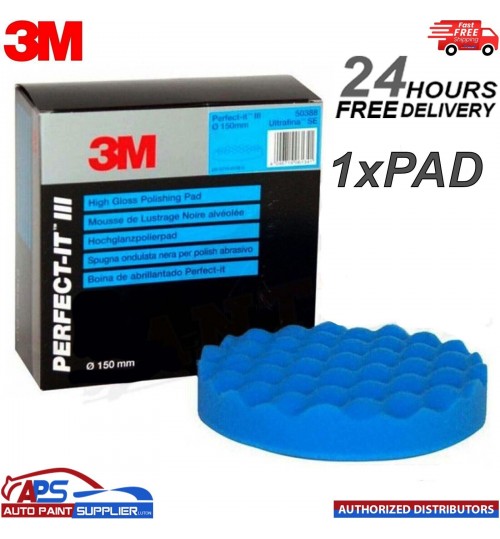 1x 3M Perfect-It III Compound Polishing Pad, 150mm Blue High Gloss 50388 1 Piece